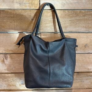 Genuine Italian Leather Slouchy Tote Crossbody Handbag – Gray